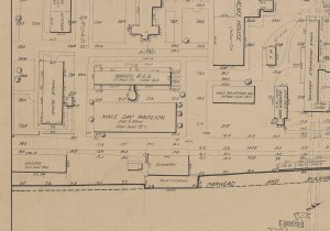 A planning diagram of buildings for housing different groups of people on Blackwell's Island