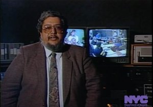 Still image from a tv talk show